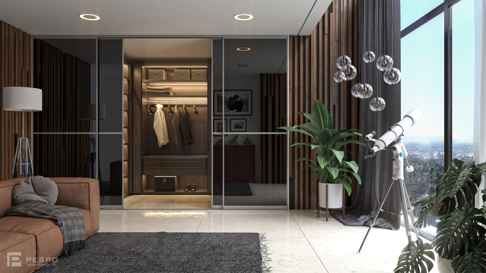 Wizualizacja produktowa garderoby z drzwiami przesuwnymi | Pesponet