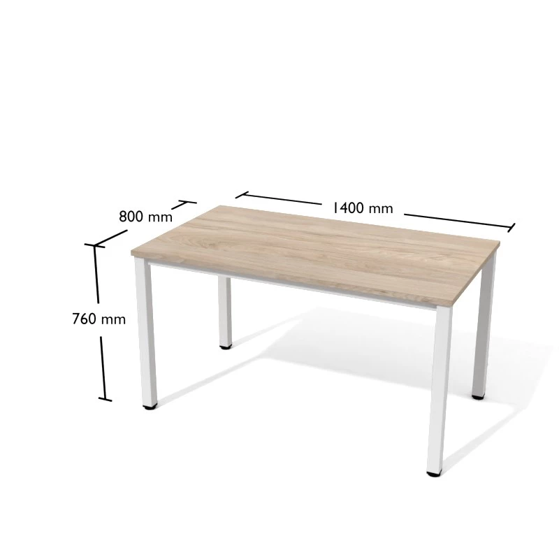 Biurko o wymiarach 140x80cm na metalowych nogach o przekroju kwadratowym