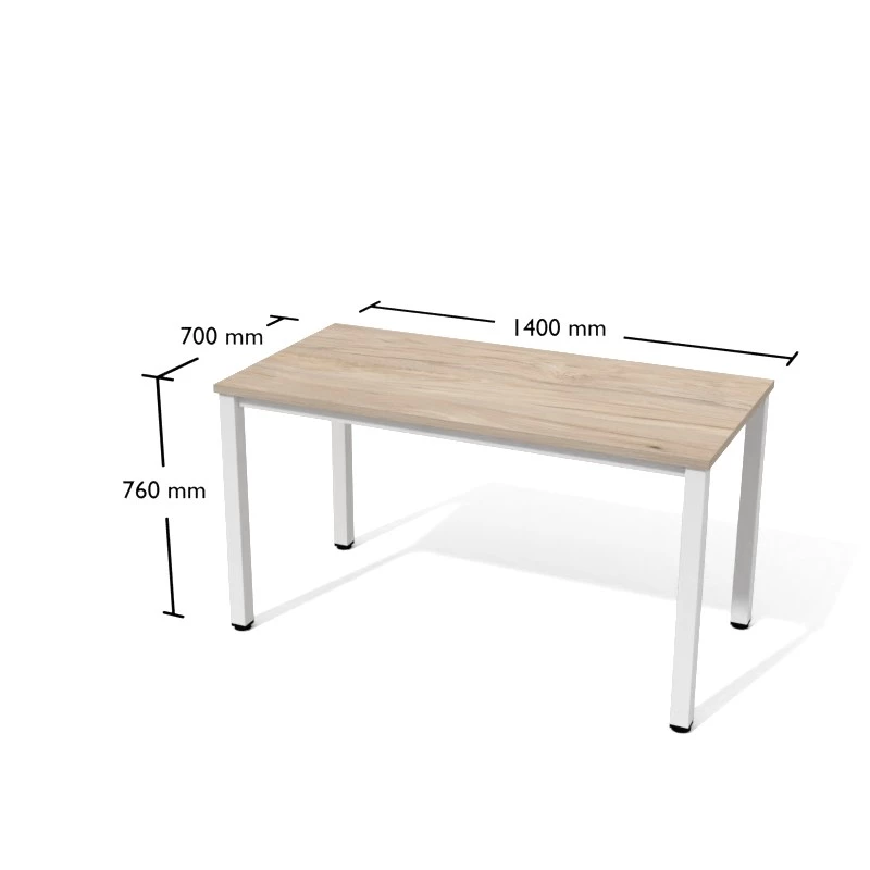 Biurko prostokątne o wymiarach 140x70cm na stelażu metalowym