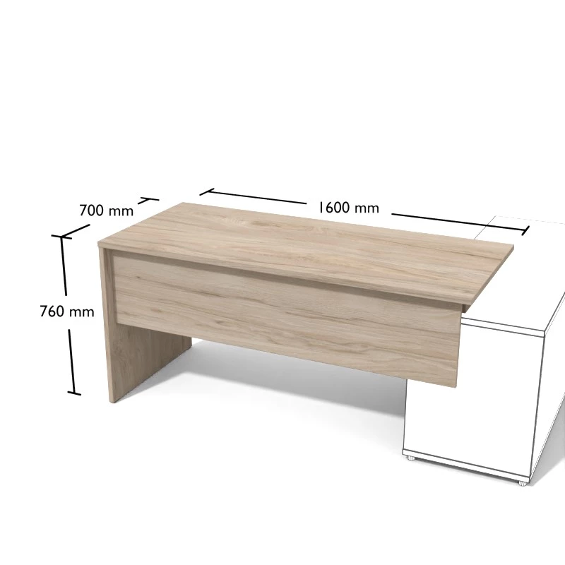 biurko 160cm nakładane na kontener podporowy