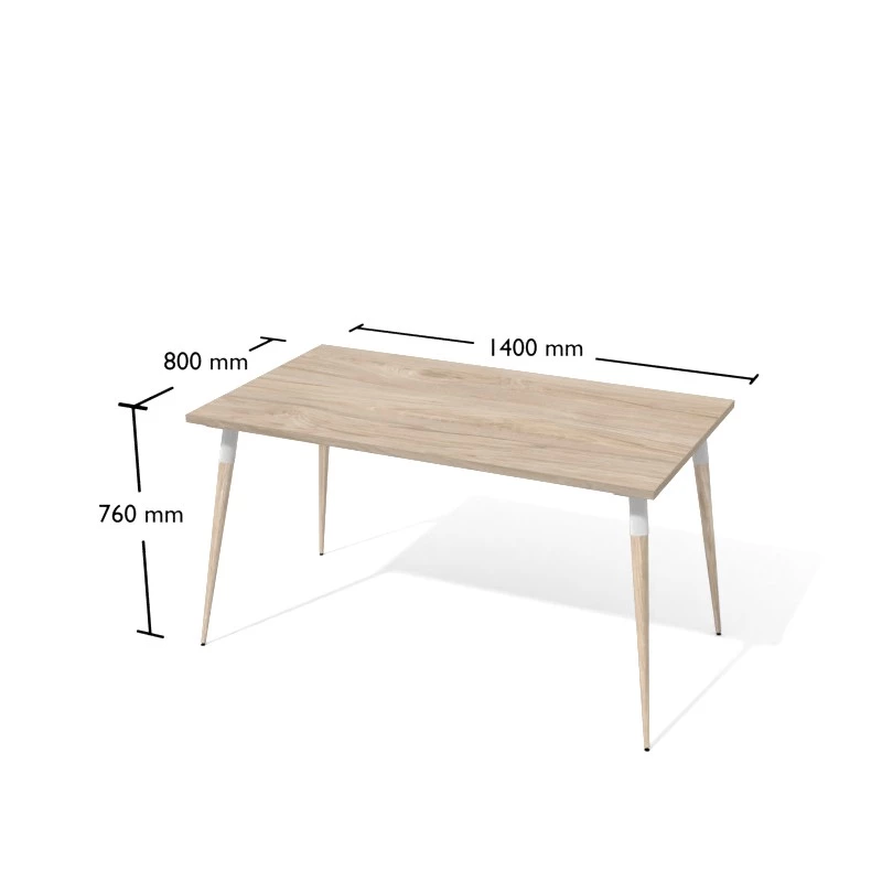 Nowoczesne i designerskie biurko proste na ukośnych nogach wykonanych z toczonego drewna bukowego. Wymiary biurka 140x80 cm