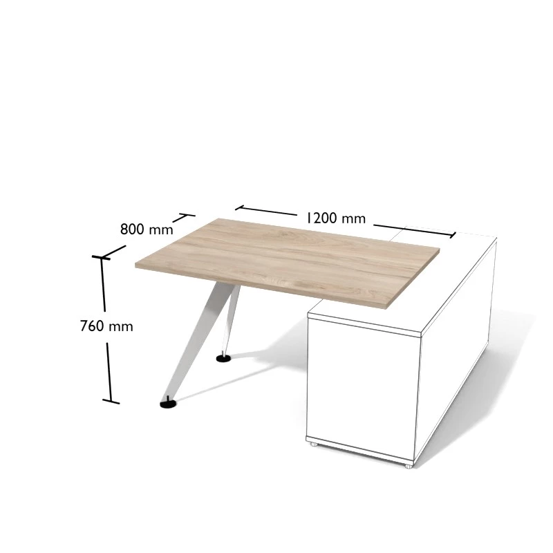 Biurko proste na konstrukcji metalowej, nogi skośne. Wymiar biurka 120x80 cm. Pesponet - meble Kielce