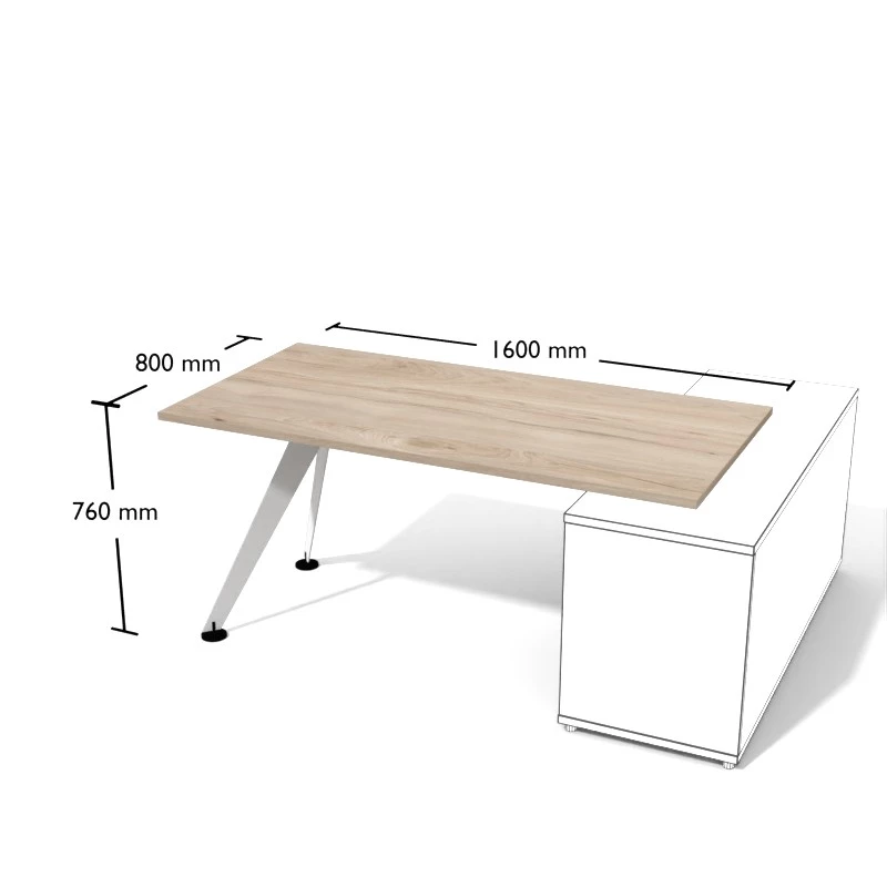 Biurko proste na konstrukcji metalowej, nogi skośne. Wymiar biurka 140x70 cm. Meble biurowe Pesponet.