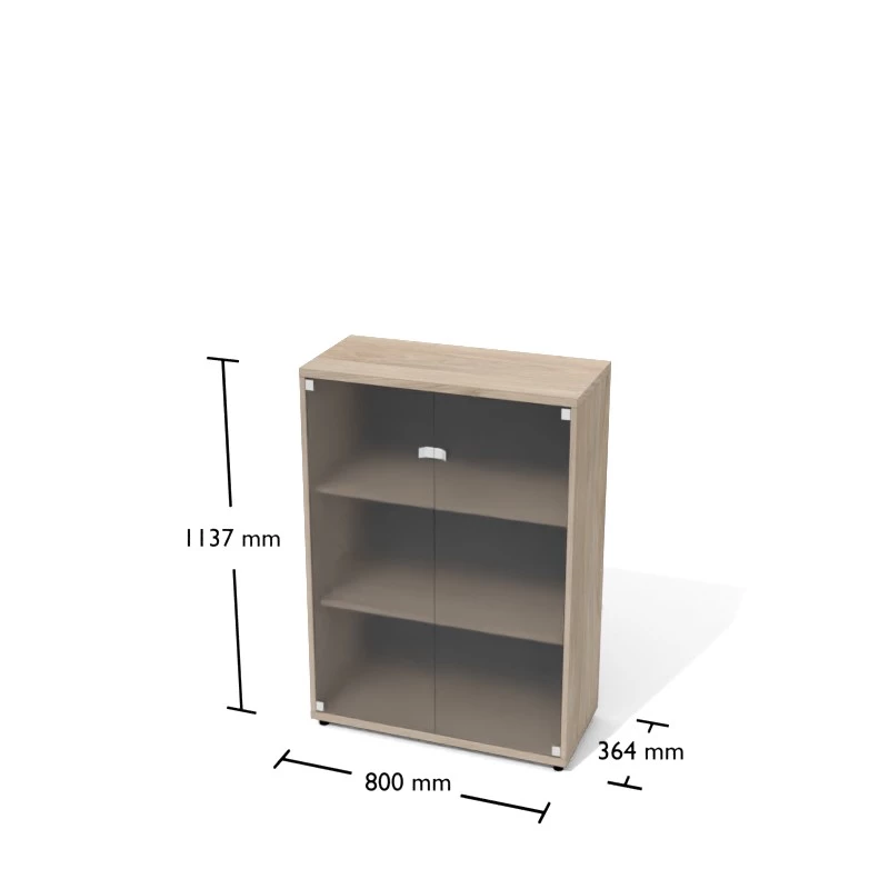 Rysunek witryny szklanej wraz z wymiarami