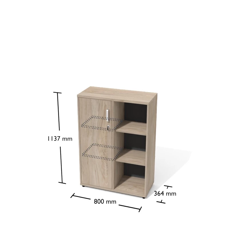 Rysunek szafki aktowej wraz z wymiarami