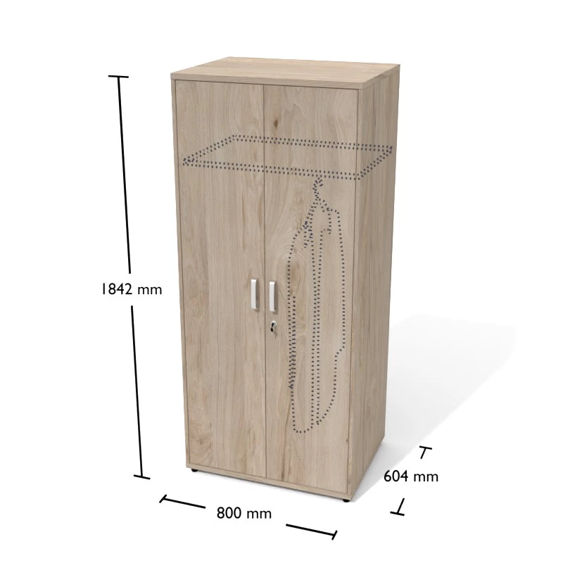 Rysunek szafy ubraniowej wraz z wymiarami