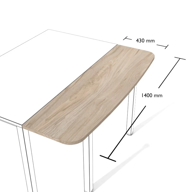 Rysunek łącznika biurek wraz z wymiarami