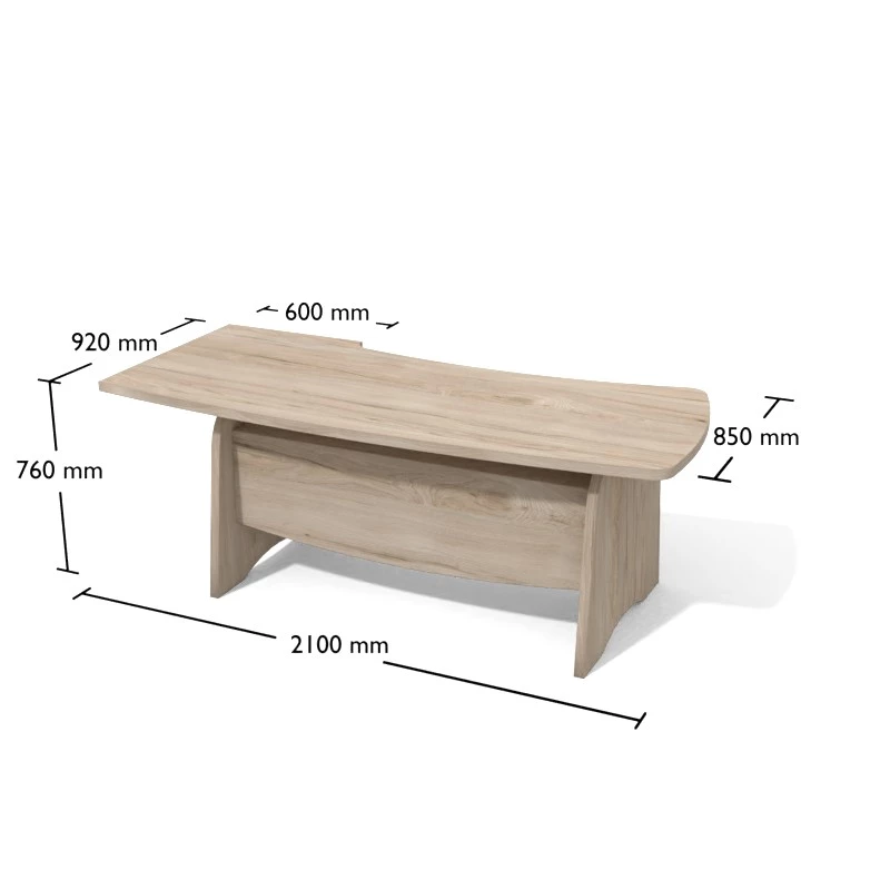 Rysunek biurka gabinetowego wraz z wymiarami