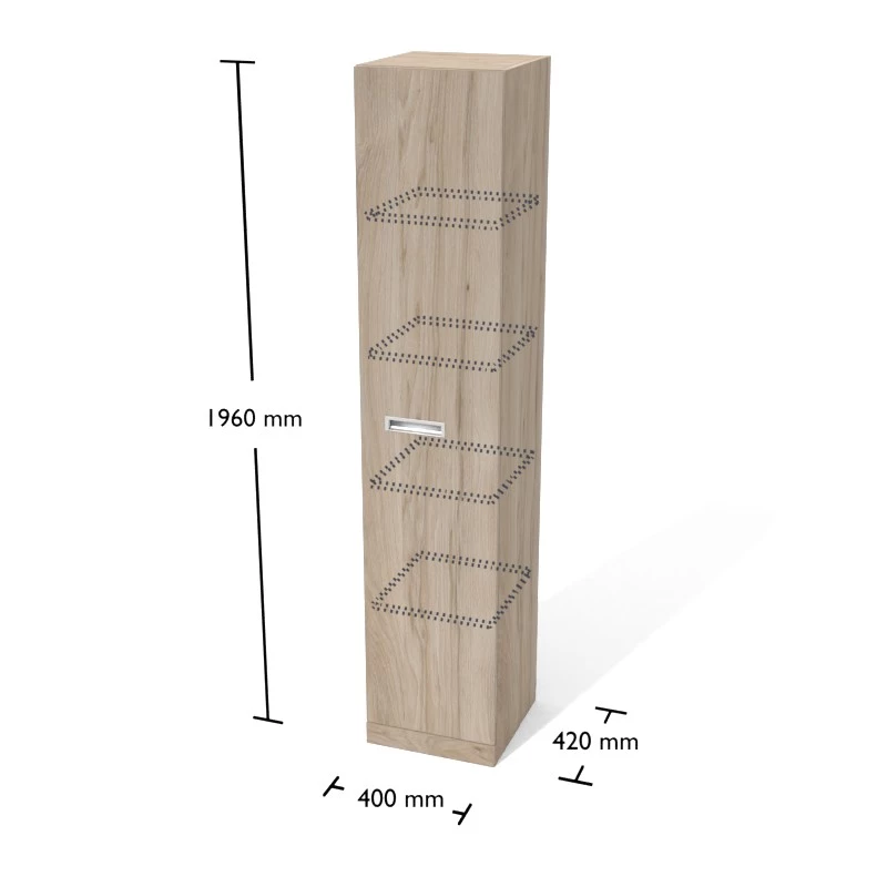 Rysunek regału aktowego wraz z wymiarami